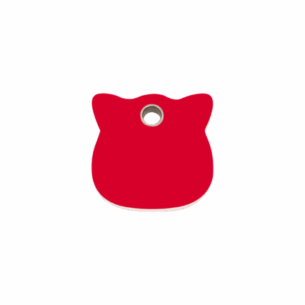 Vue avant - Médaille personnalisée pour chat Red Dingo - Plastique plat rouge - Taille S - Gravure incluse