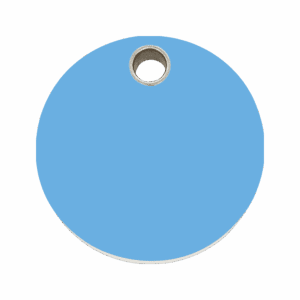 Médaille chien cercle plastique plat bleu clair Taille L