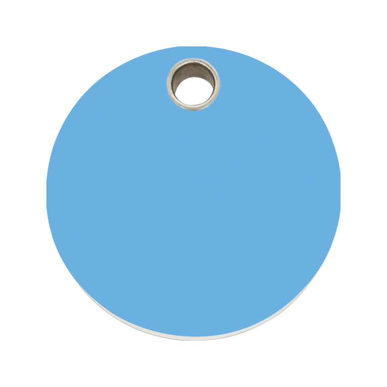Vue avant - Médaille personnalisable pour chien Red Dingo Plastique plat Cercle Bleu clair Taille L