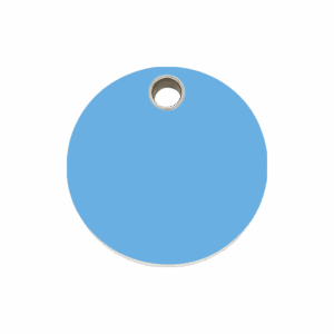 Médaille chien cercle plastique plat bleu clair Taille M