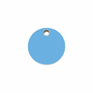 Médaille chat ou petit chien cercle plastique plat bleu clair taille S