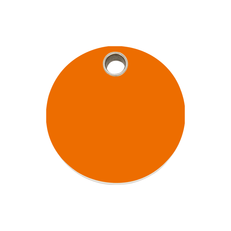 Vue avant - Médaille personnalisée pour chien Red Dingo Plastique plat Cercle Orange Taille M - 04-CL-OR-ME