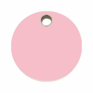 Médaille chien cercle plastique plat rose Taille L