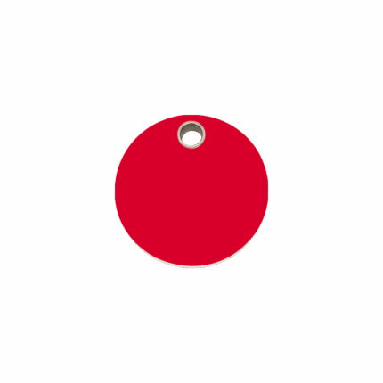 Vue avant - Médaille personnalisable pour chien/chat Red Dingo - Plastique plat rouge - Taille S - Gravure incluse