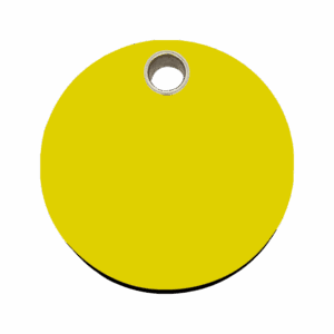 Médaille chien cercle plastique plat jaune Taille L