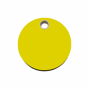 Médaille chien cercle plastique plat jaune Taille M