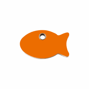 Médaille chat Poisson plastique plat orange S