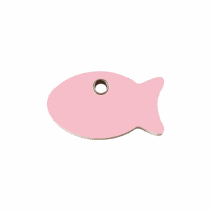 Médaille chat Poisson plastique plat S rose