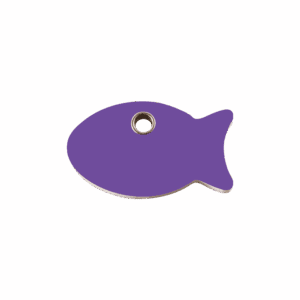Médaille chat Poisson violet S plastique plat