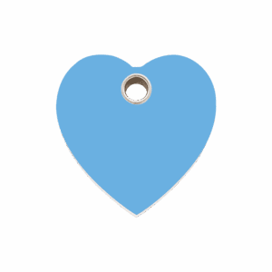 Médaille chien cœur bleu clair taille M plastique plat