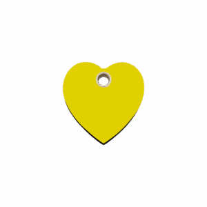 Médaille chat ou petit chien cœur jaune S plastique plat