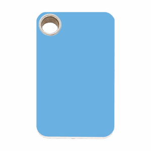 Médaille chien rectangle plastique plat bleu clair taille L