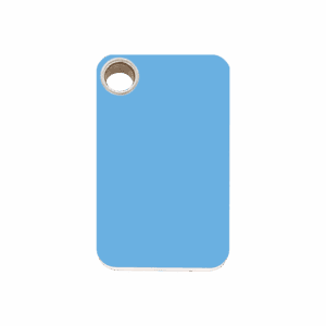 Médaille chien rectangle plastique plat bleu clair taille M