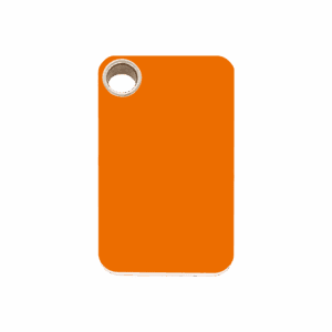 Médaille chien rectangle plastique plat orange taille M