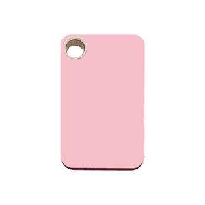 Médaille chien rectangle plastique plat rose taille M