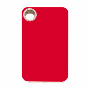 Médaille chien rectangle plastique plat rouge taille L