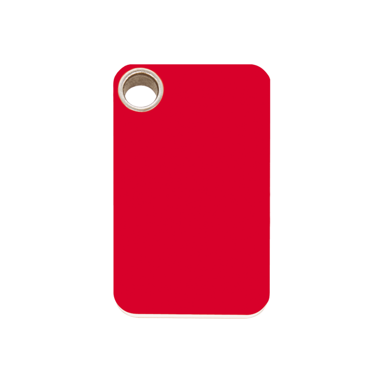 Vue avant - Médaille personnalisée pour chien Red Dingo - Plastique plat rouge M - Gravure incluse