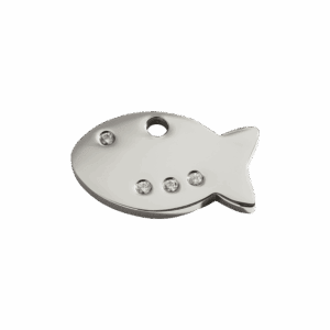 Médaille chat Poisson Swarovski Diamantée Taille S