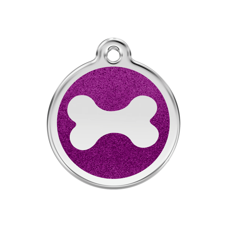Vue avant - Médaille personnalisable Red Dingo Émail pailleté violet - Taille M 30.00mm