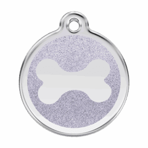 Médaille chien os scintillant argent taille L