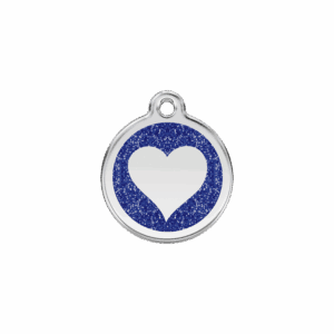 Médaille chat cœur scintillant émail pailleté bleu foncé Taille S