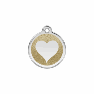 Médaille chat cœur scintillant émail pailleté S