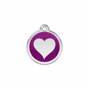 Médaille chat cœur scintillant violet S