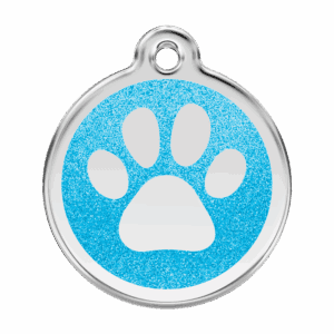 Vue avant - Médaille personnalisée pour chien Red Dingo Émail pailleté Aqua 38.00mm