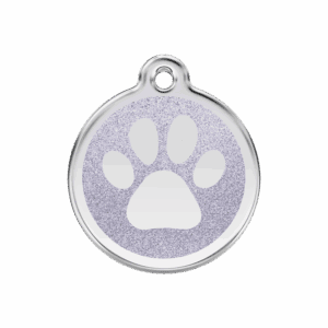 Vue avant - Médaille personnalisée pour chien ou chat Red Dingo Émail pailleté argent 30.00mm