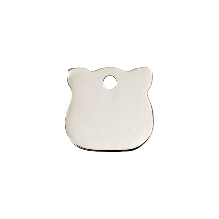 Vue arrière - Médaille personnalisée pour chat Red Dingo - Plat en acier inoxydable - Tête de chat - Taille S