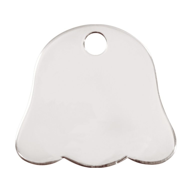 Vue arrière - Médaille personnalisable pour chien Red Dingo - Plat en acier inoxydable - Tête de chien - Taille L