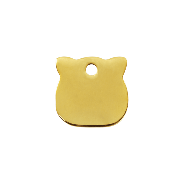 Vue arrière - Médaille personnalisable pour chat Red Dingo Laiton plat tête de chat - Taille S - 03-CH-ZZ-SM